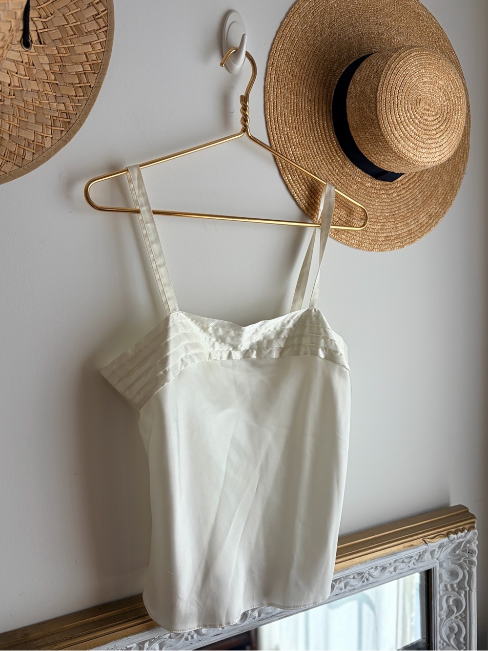 Vintage 70’s Cream Satin Spaghetti-Strap Cami Top